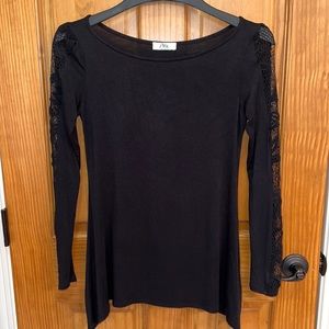 ARIA Las Vegas black top with lace sleeves, size small
